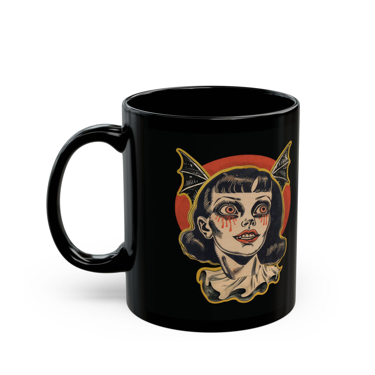 Vintage Vampire Girl Mug | Black Coffee Cup