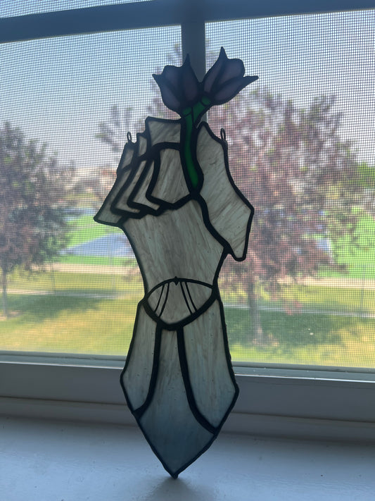 Medieval Knight Hand Stained Glass