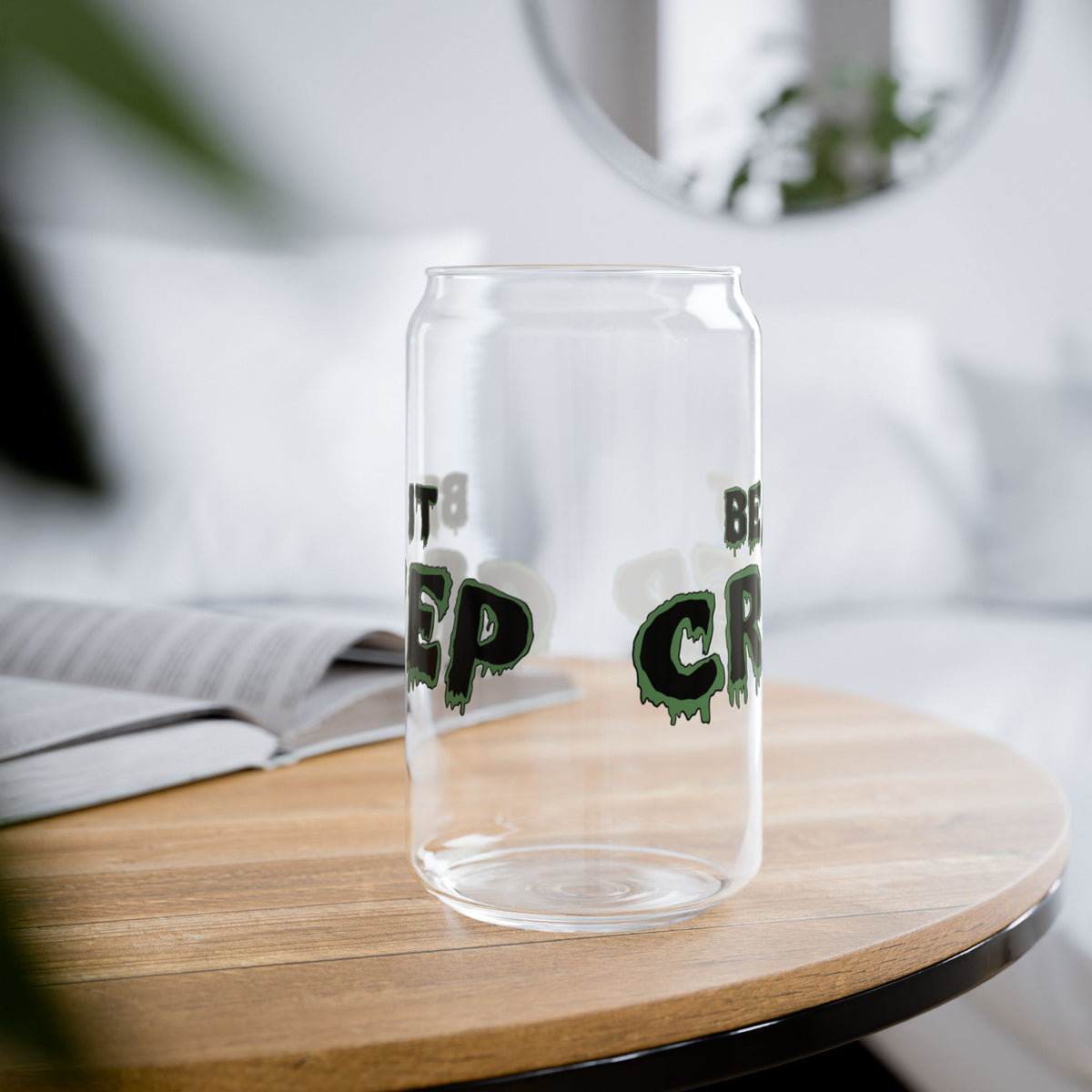 Beat It Creep Sipper Glass | 16oz Clear Tumbler with Straw