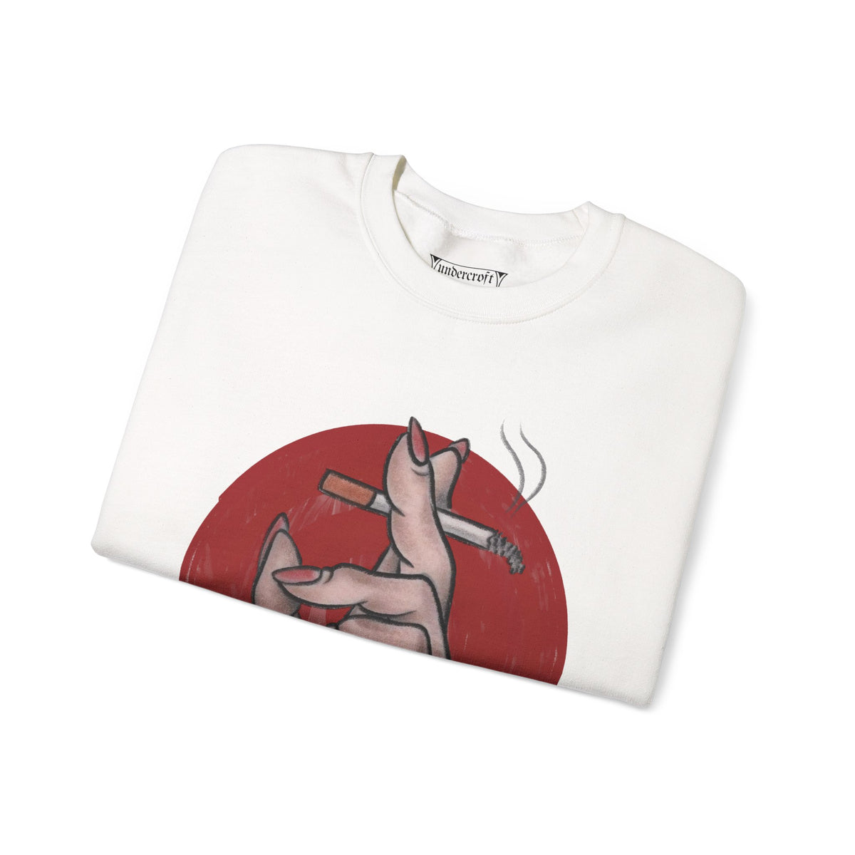 Hand Holding Cigarette Illustration Sweatshirt | Smoking Art Crewneck