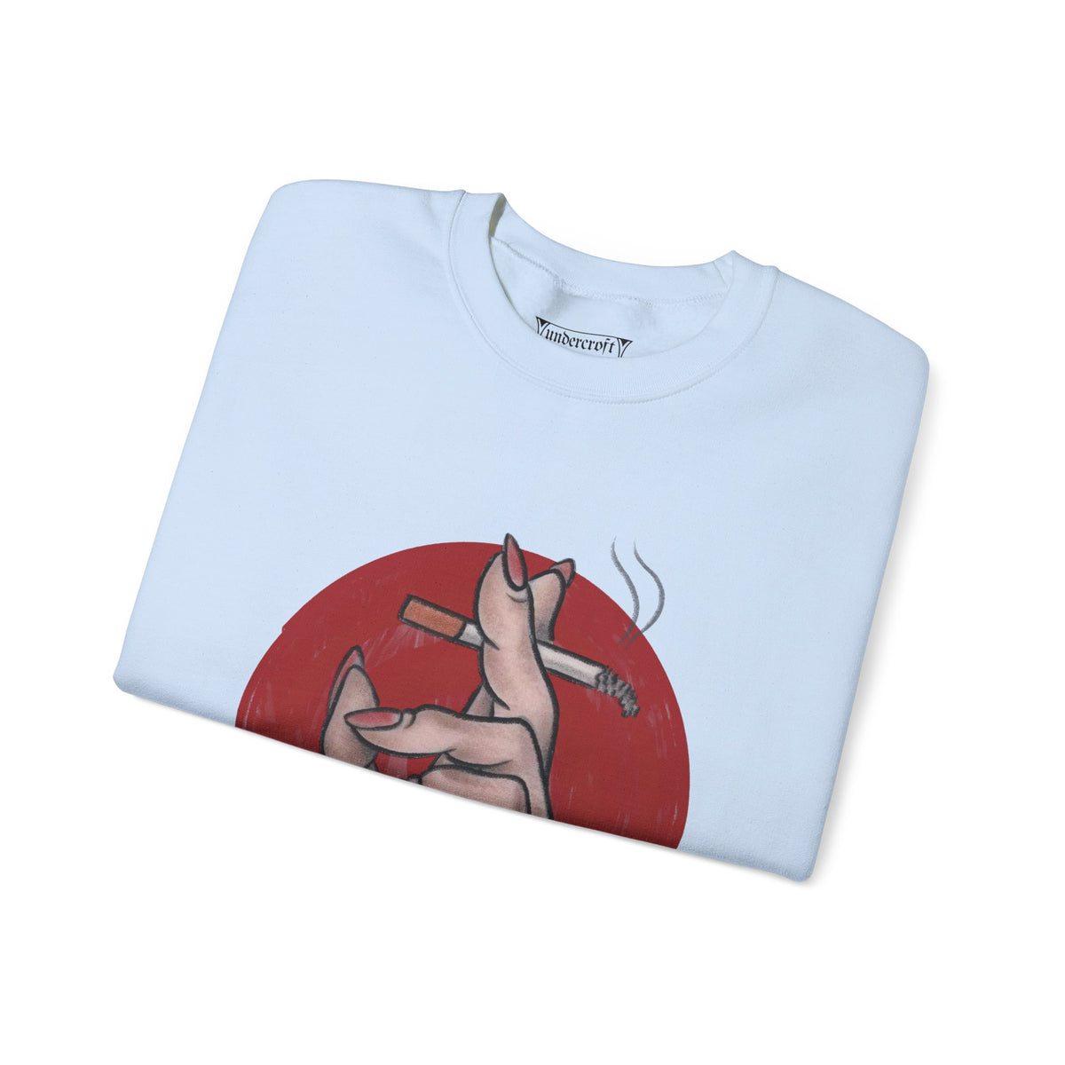Hand Holding Cigarette Illustration Sweatshirt | Smoking Art Crewneck