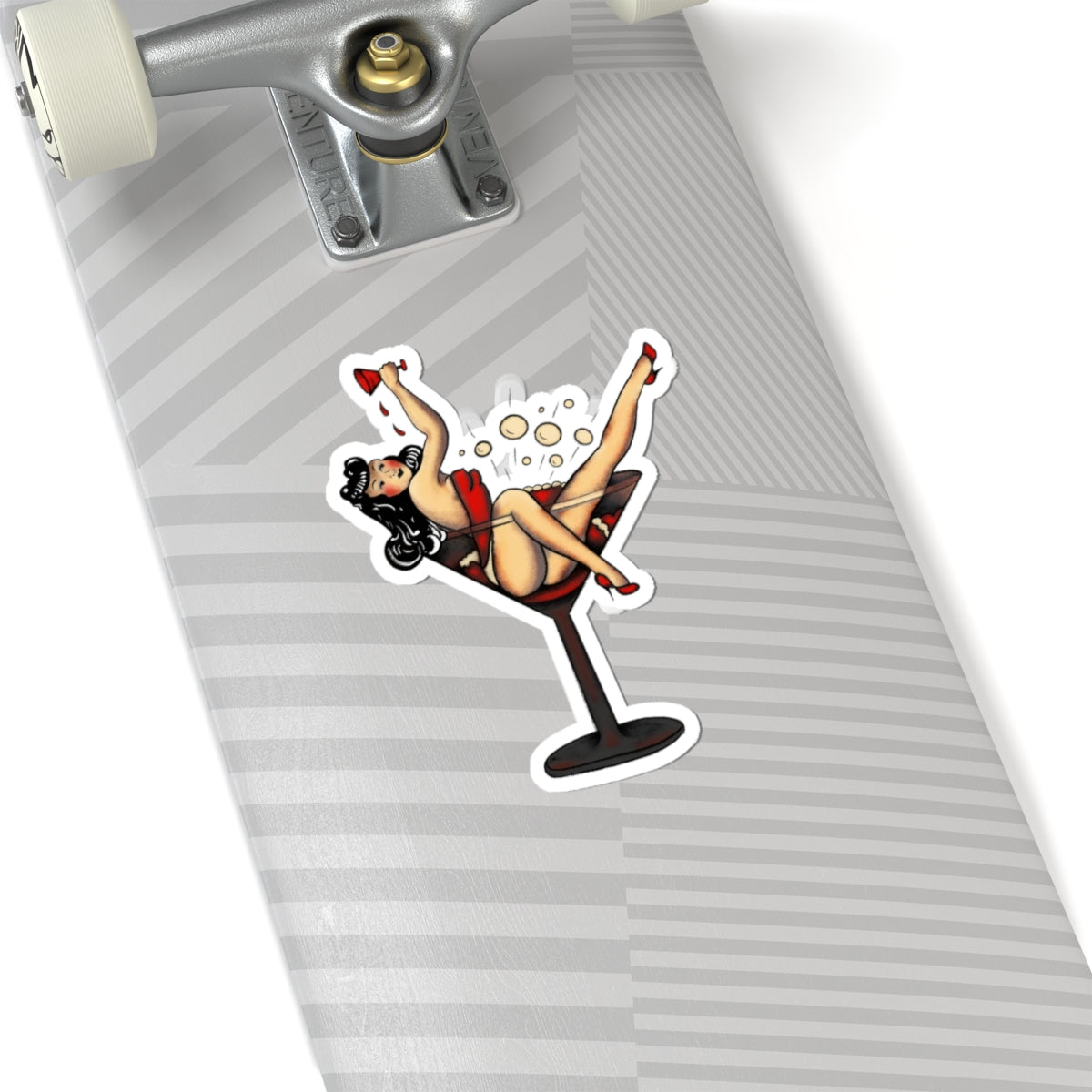 Pinup Girl in Cocktail Glass Kiss-Cut Stickers | Retro Vintage Pinup Sticker