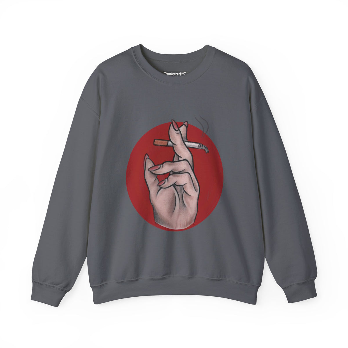 Hand Holding Cigarette Illustration Sweatshirt | Smoking Art Crewneck