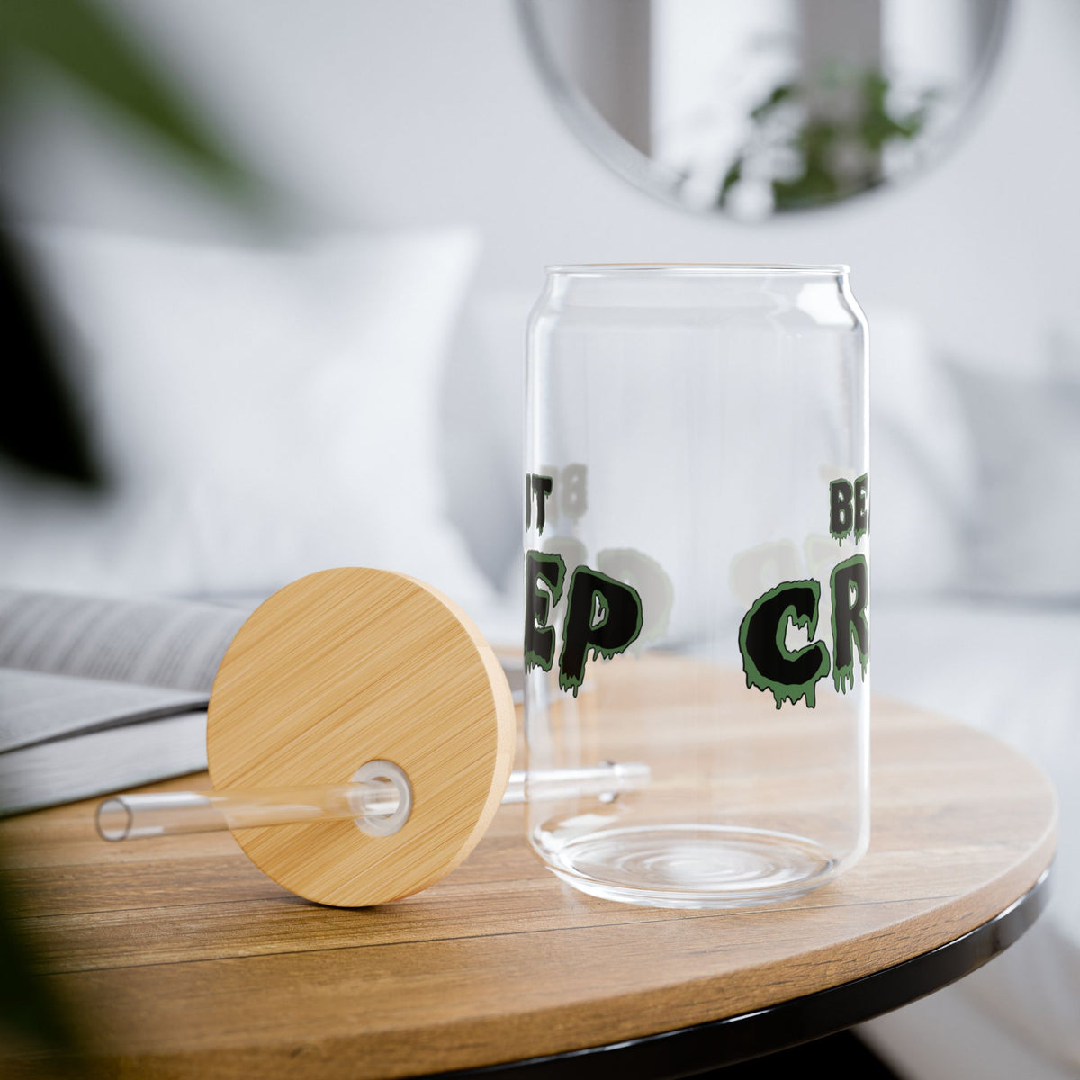 Beat It Creep Sipper Glass | 16oz Clear Tumbler with Straw