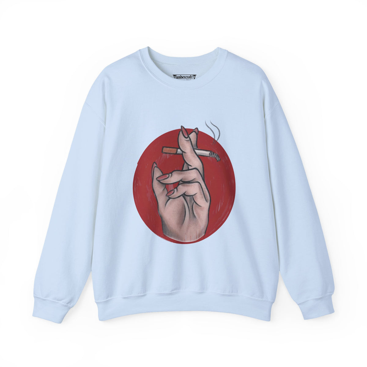 Hand Holding Cigarette Illustration Sweatshirt | Smoking Art Crewneck