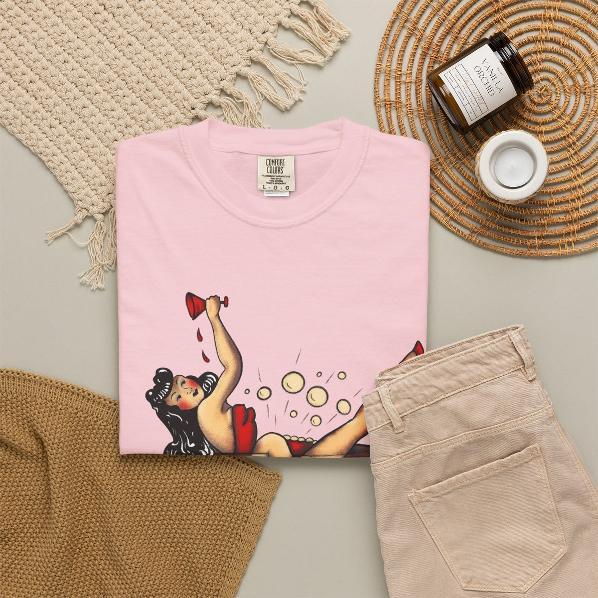 Pinup Girl Martini T-shirt | Retro Cocktail Pinup Art