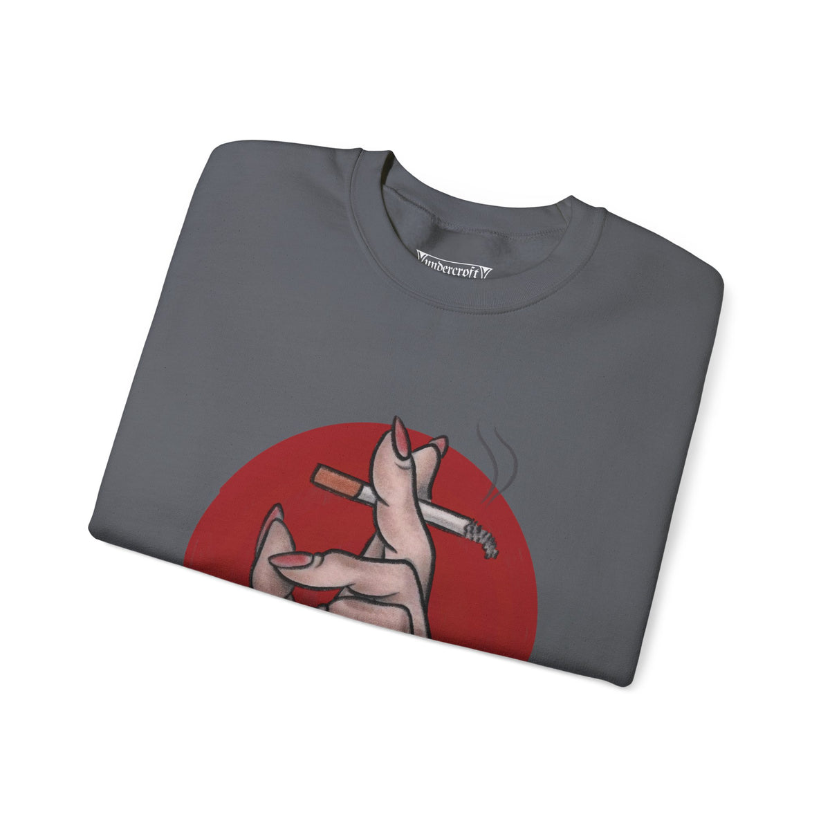 Hand Holding Cigarette Illustration Sweatshirt | Smoking Art Crewneck