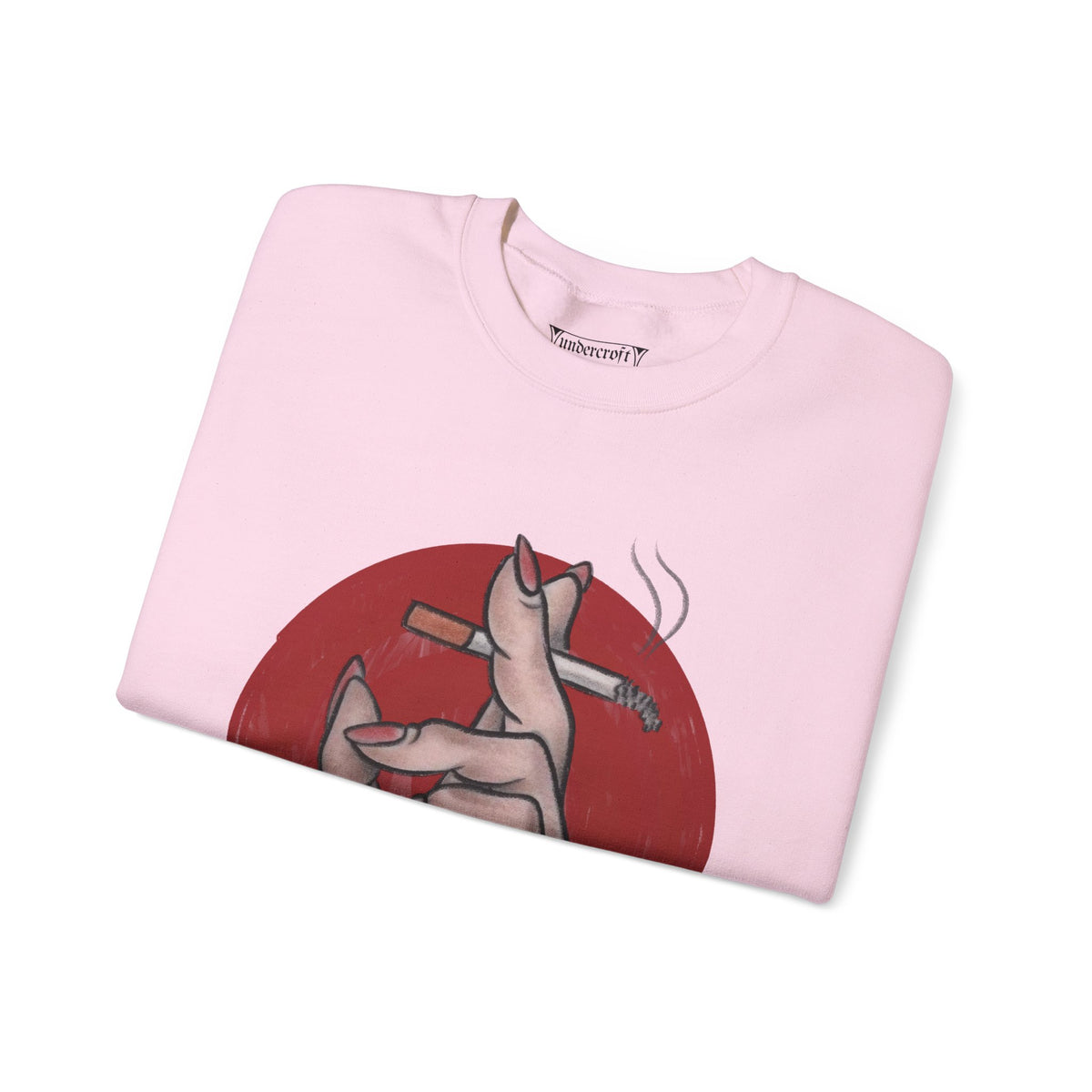 Hand Holding Cigarette Illustration Sweatshirt | Smoking Art Crewneck
