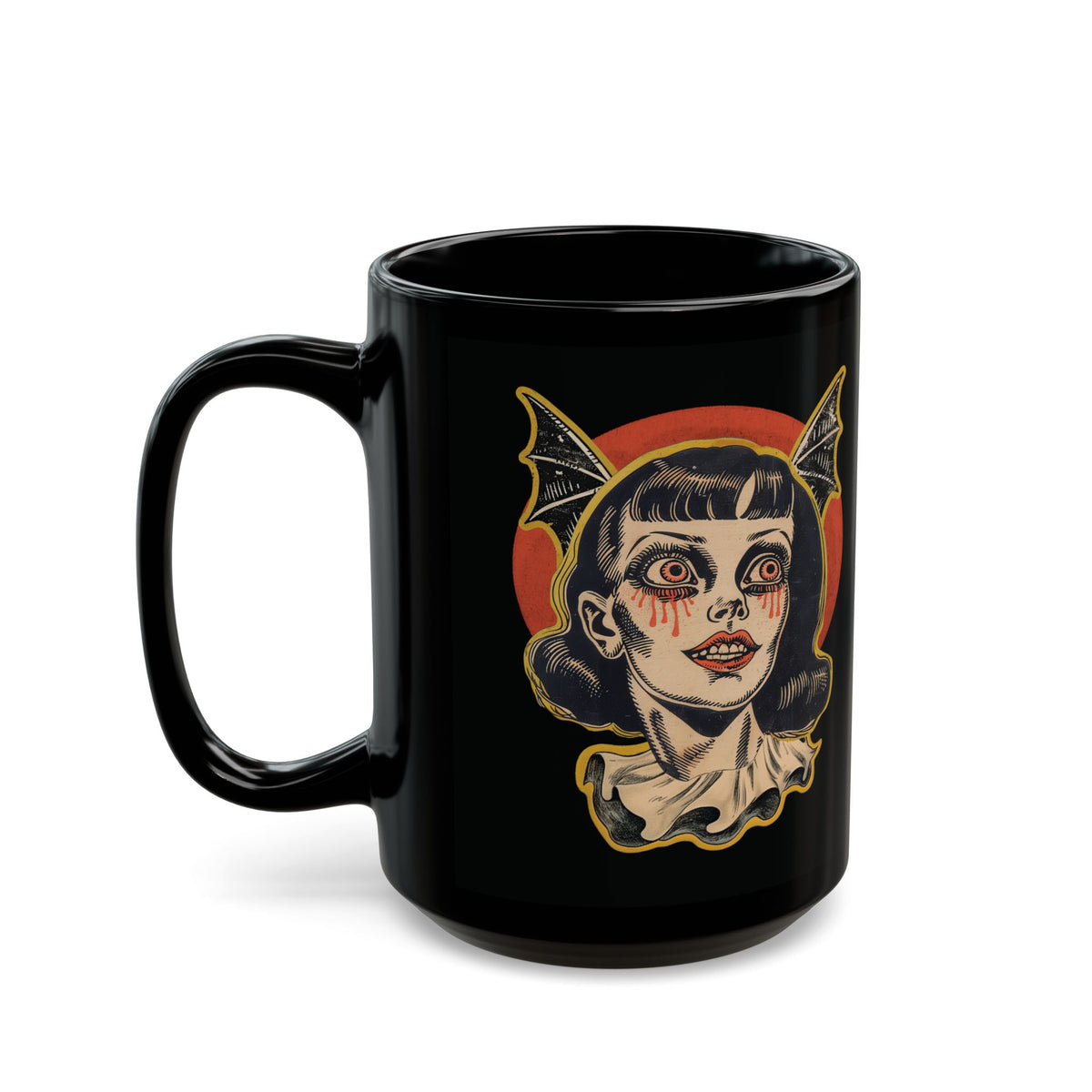 Vintage Vampire Girl Mug | Black Coffee Cup