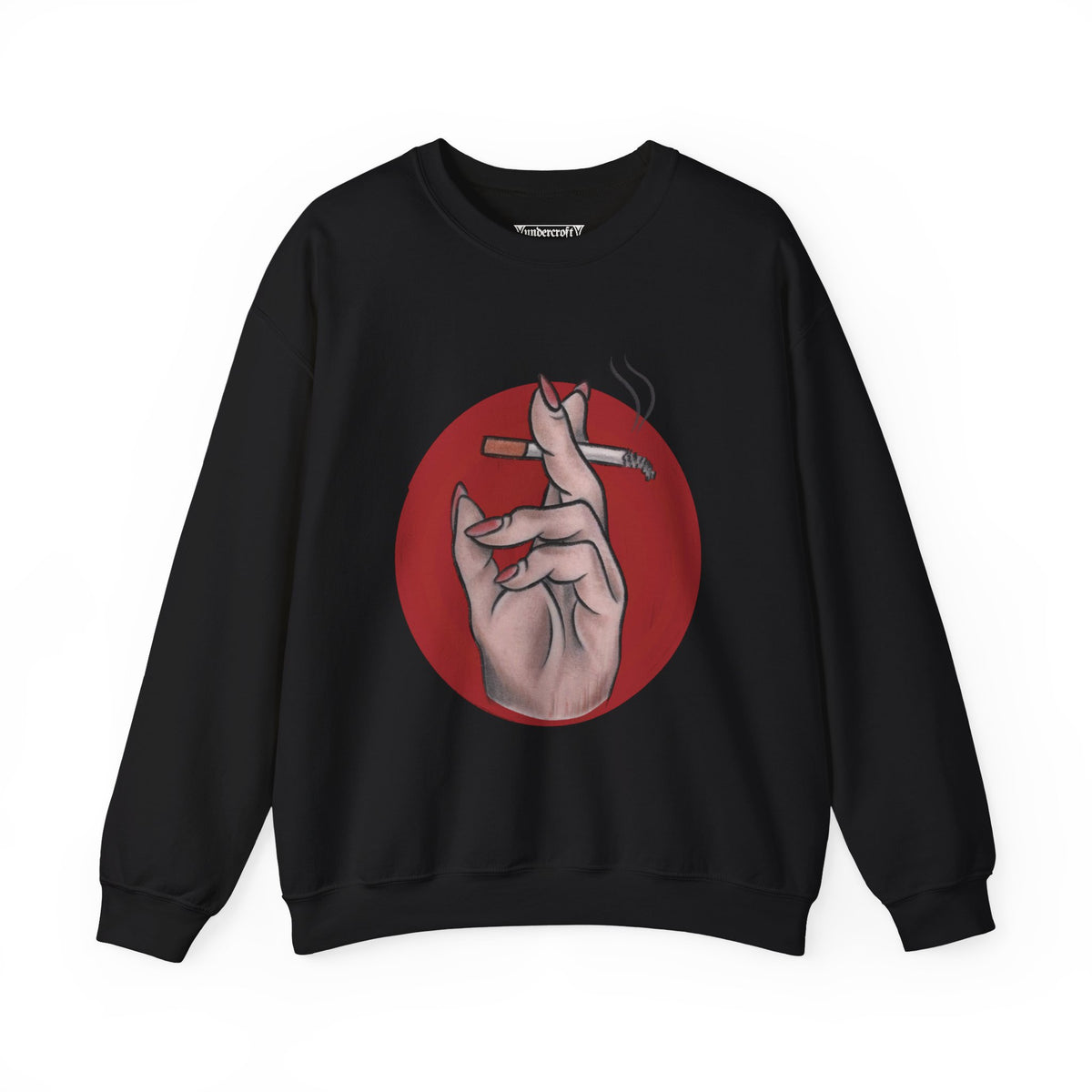 Hand Holding Cigarette Illustration Sweatshirt | Smoking Art Crewneck