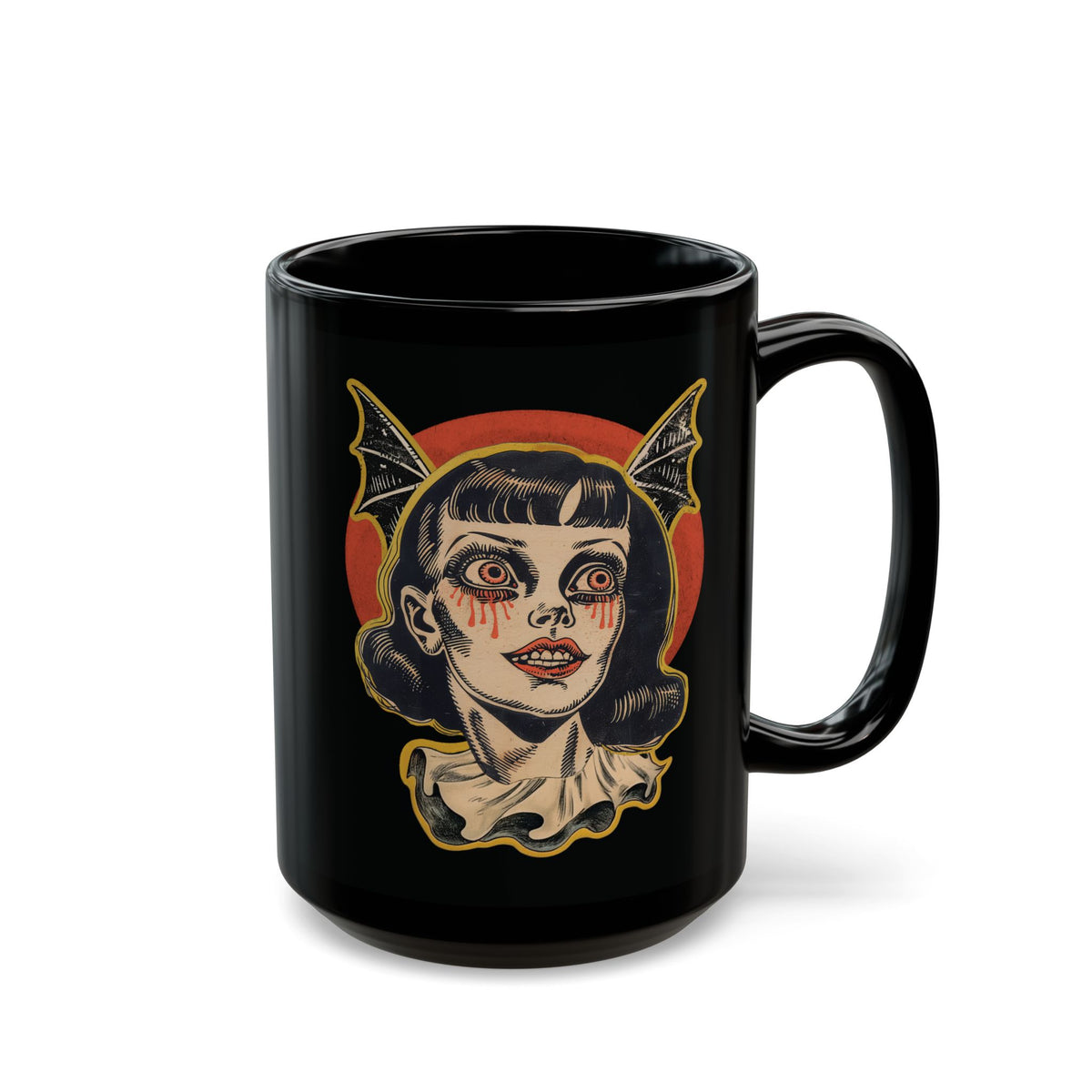 Vintage Vampire Girl Mug | Black Coffee Cup