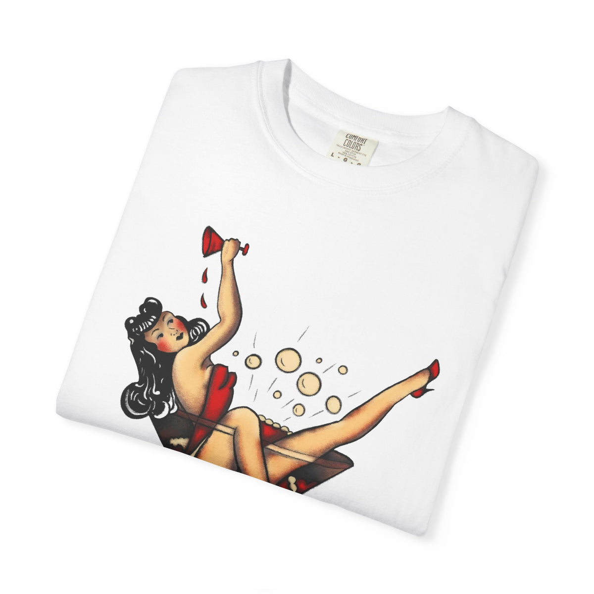 Pinup Girl Martini T-shirt | Retro Cocktail Pinup Art