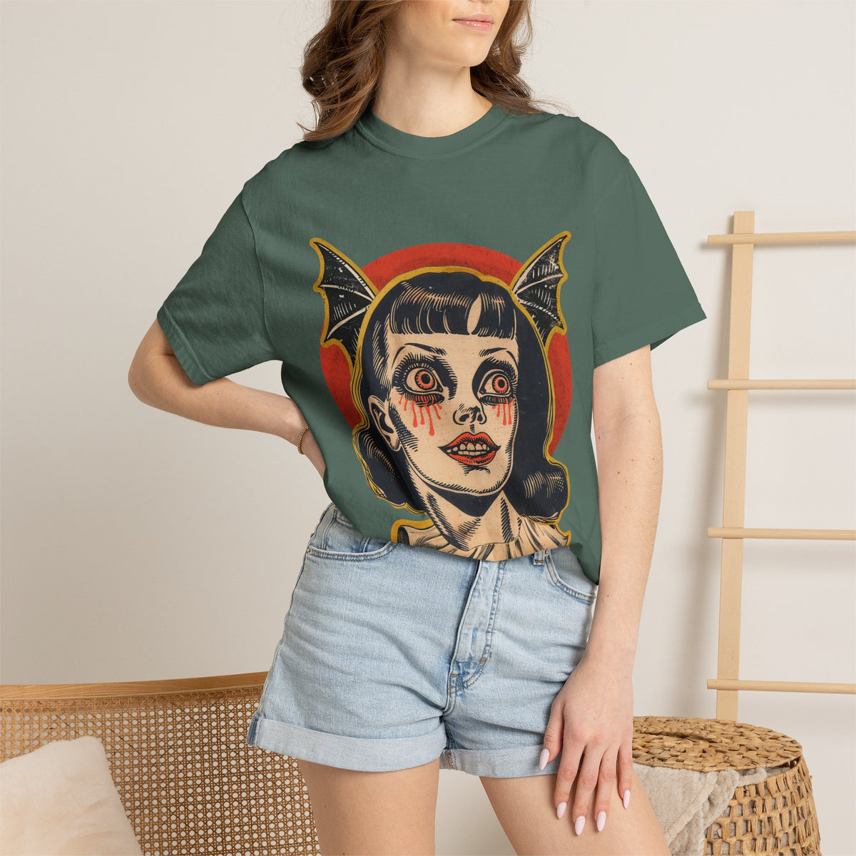 Vampire Girl T-Shirt | Retro Gothic Bat Tee