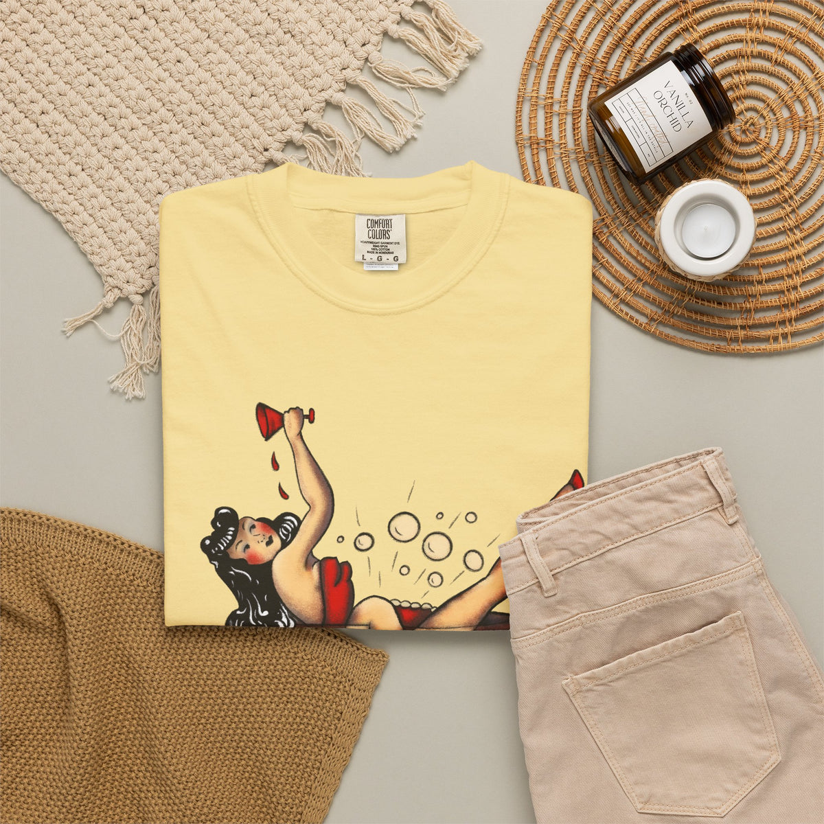 Pinup Girl Martini T-shirt | Retro Cocktail Pinup Art