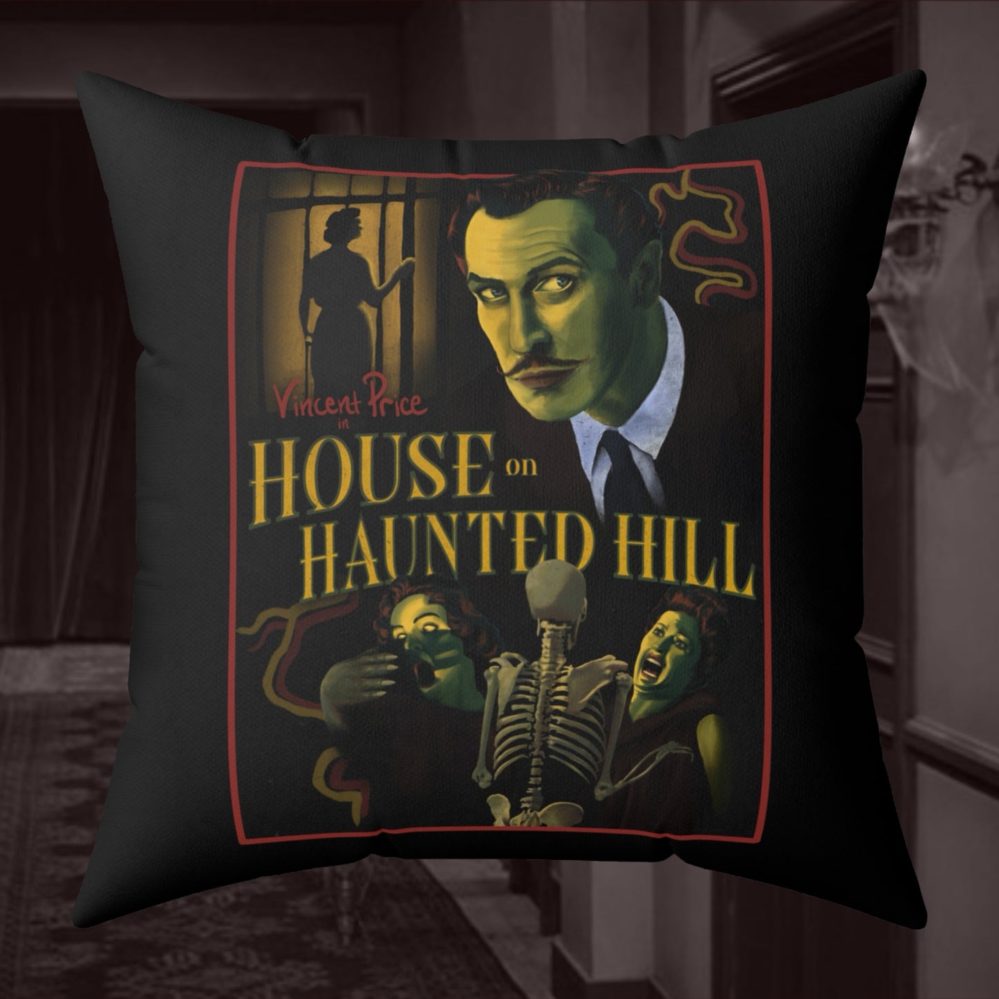 House on Haunted Hill Pillow | Horror Movie Home Decor