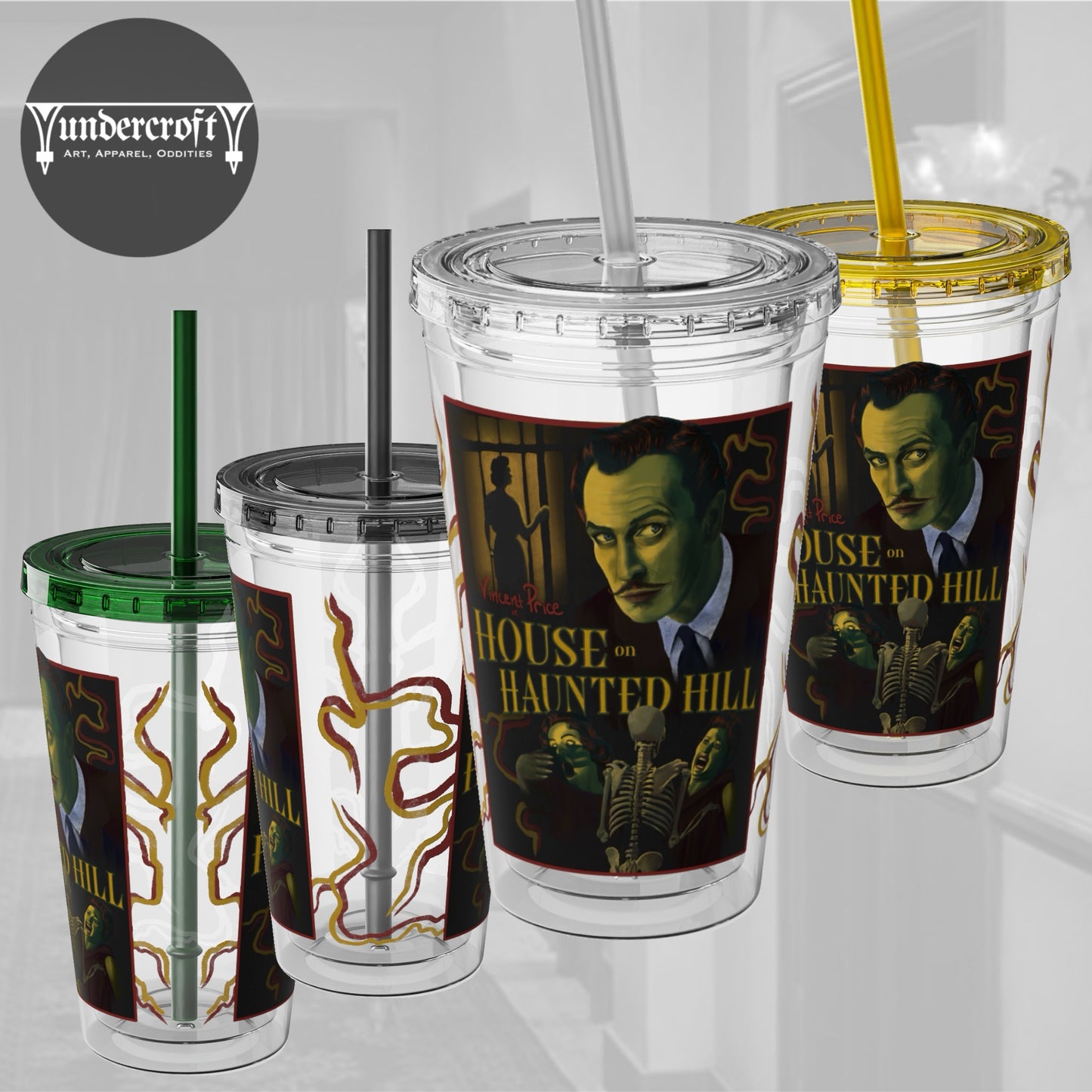 House on Haunted Hill Tumbler with Straw | Horror Movie Travel Cup | 16oz