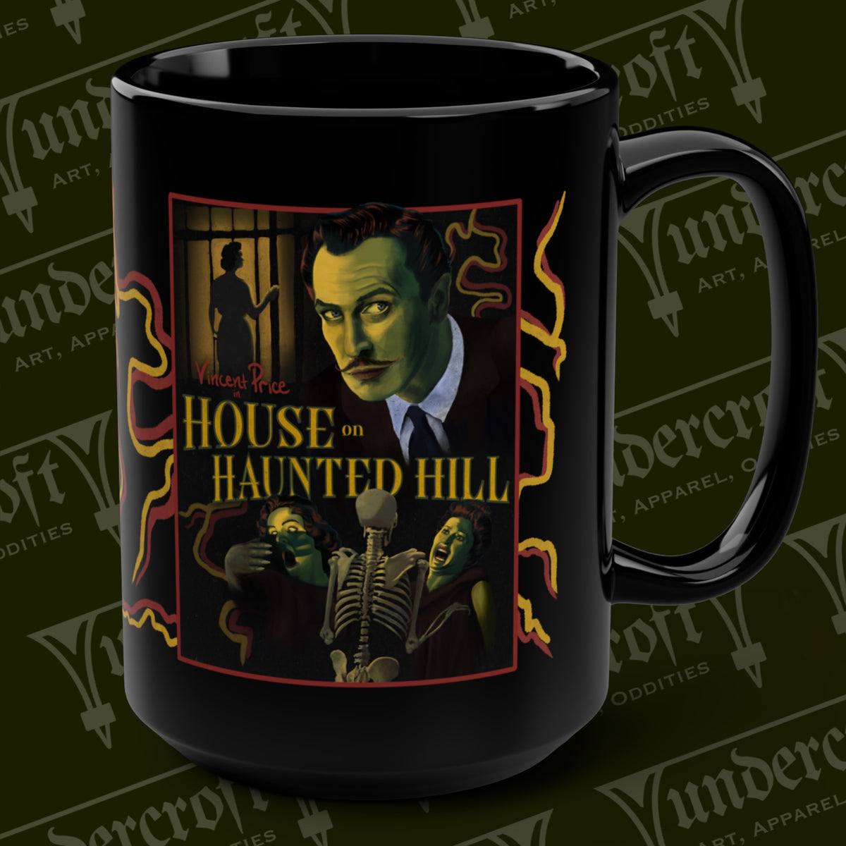 Haunted Hill Vintage Horror Poster Mug | Black Ceramic