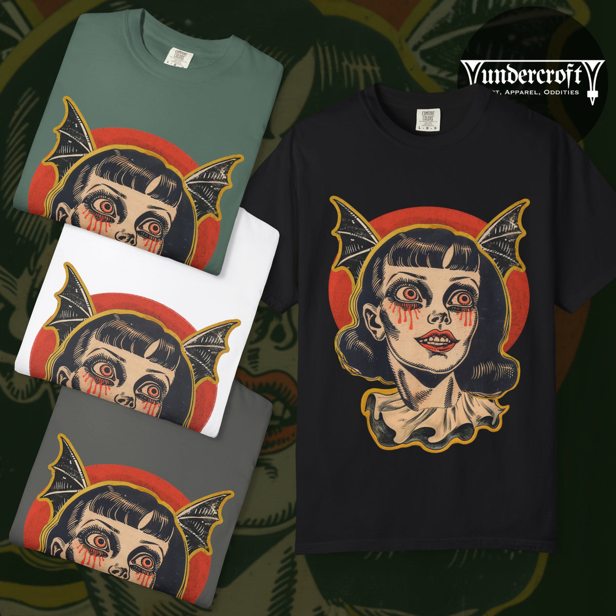 Vampire Girl T-Shirt | Retro Gothic Bat Tee