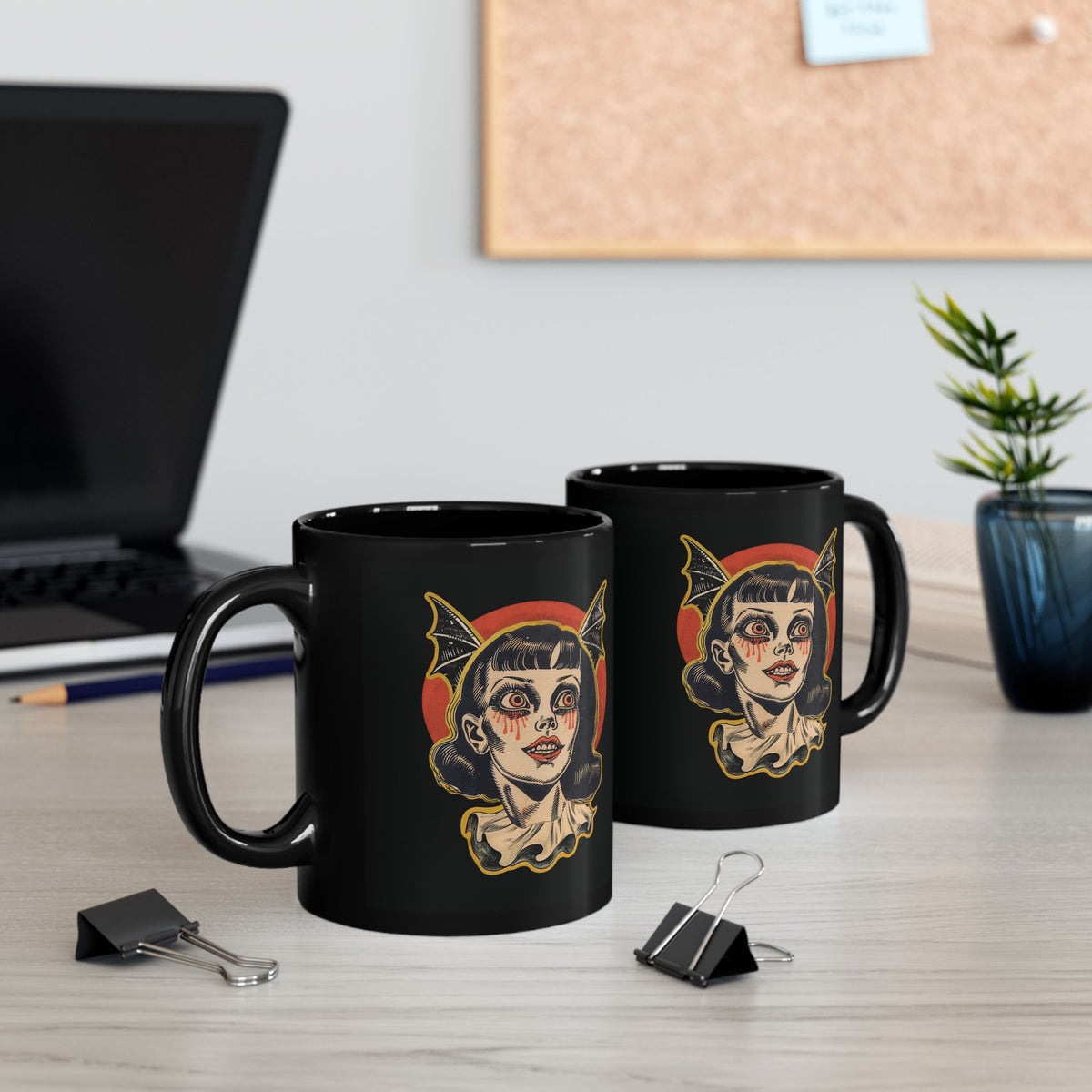 Vintage Vampire Girl Mug | Black Coffee Cup