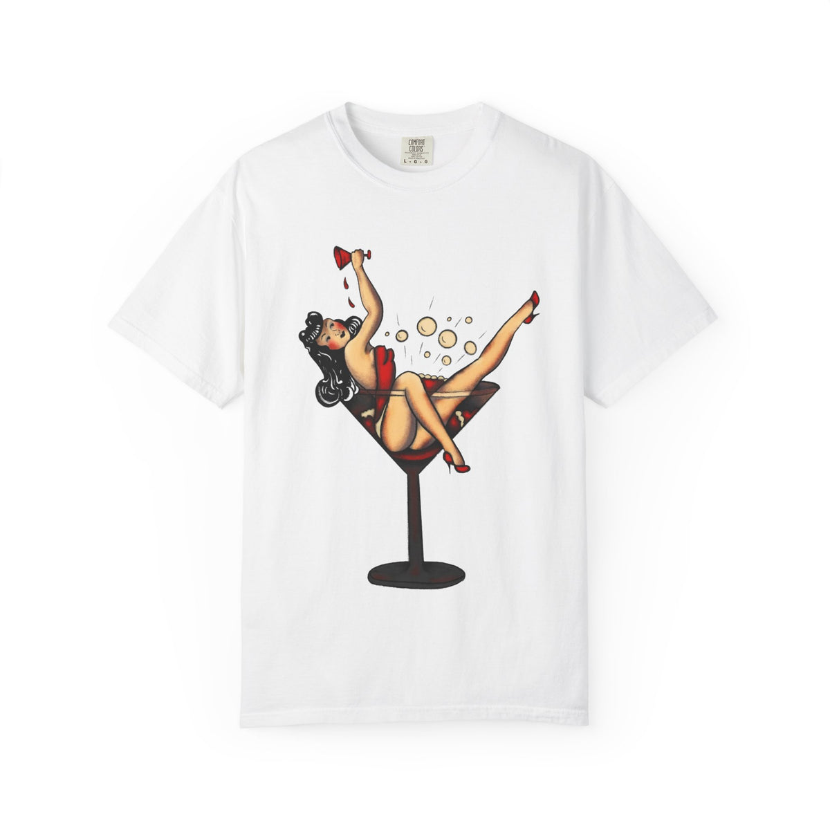 Pinup Girl Martini T-shirt | Retro Cocktail Pinup Art