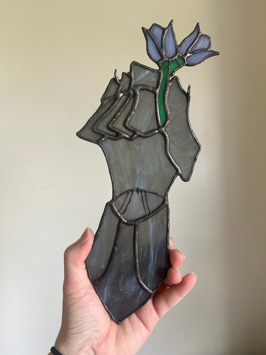 Medieval Knight Hand Stained Glass