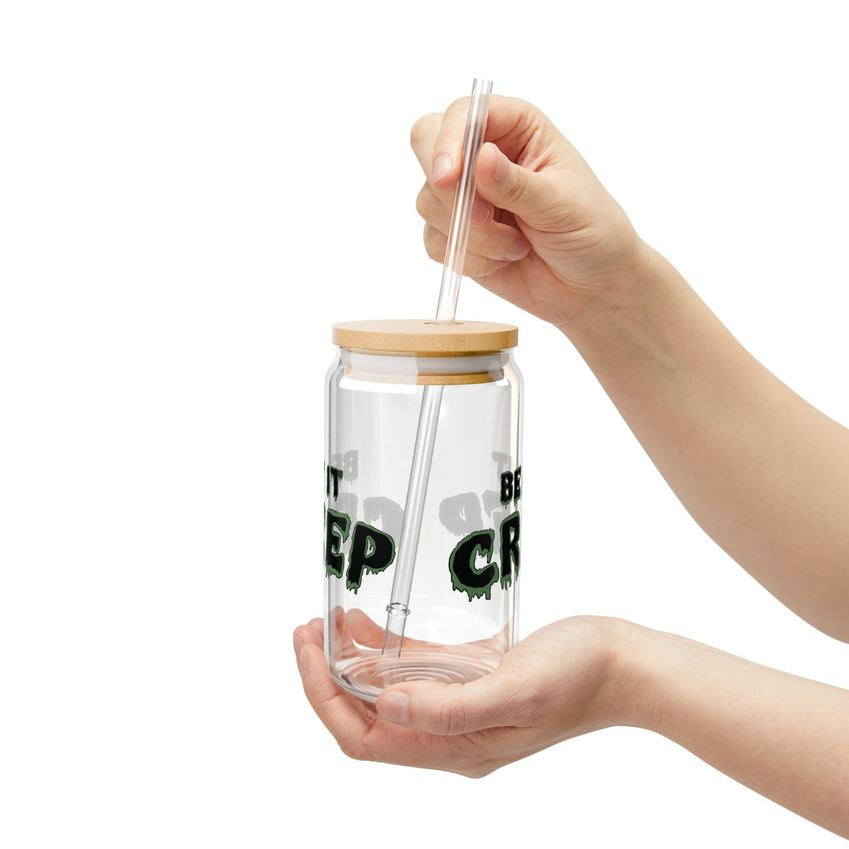 Beat It Creep Sipper Glass | 16oz Clear Tumbler with Straw