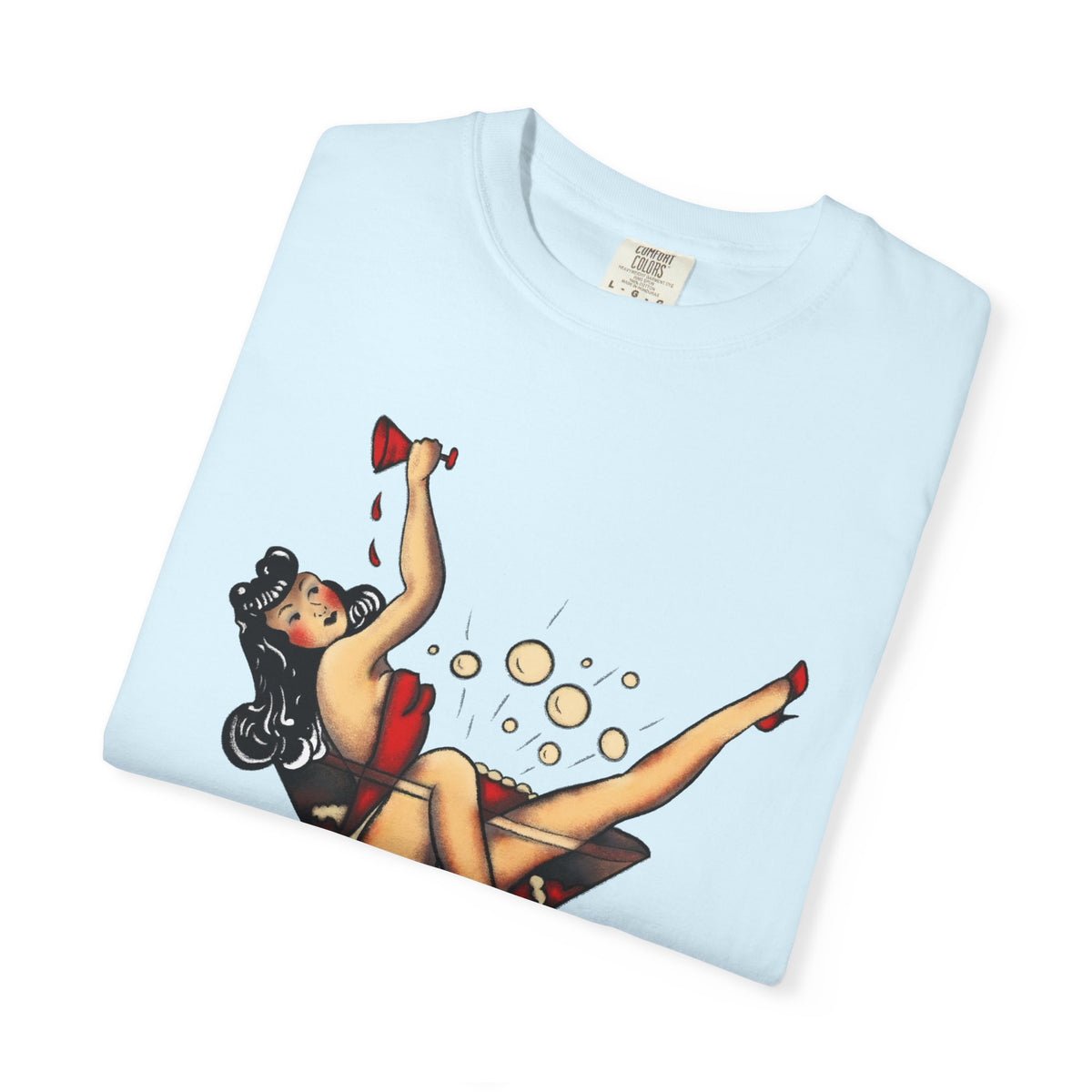 Pinup Girl Martini T-shirt | Retro Cocktail Pinup Art
