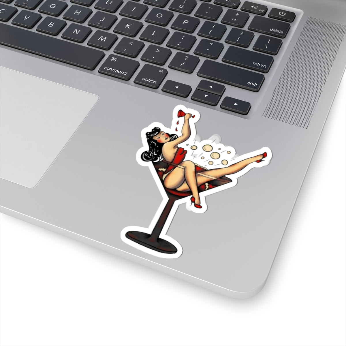 Pinup Girl in Cocktail Glass Kiss-Cut Stickers | Retro Vintage Pinup Sticker
