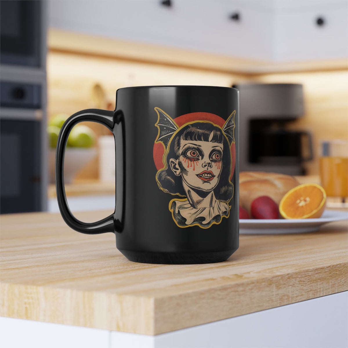 Vintage Vampire Girl Mug | Black Coffee Cup