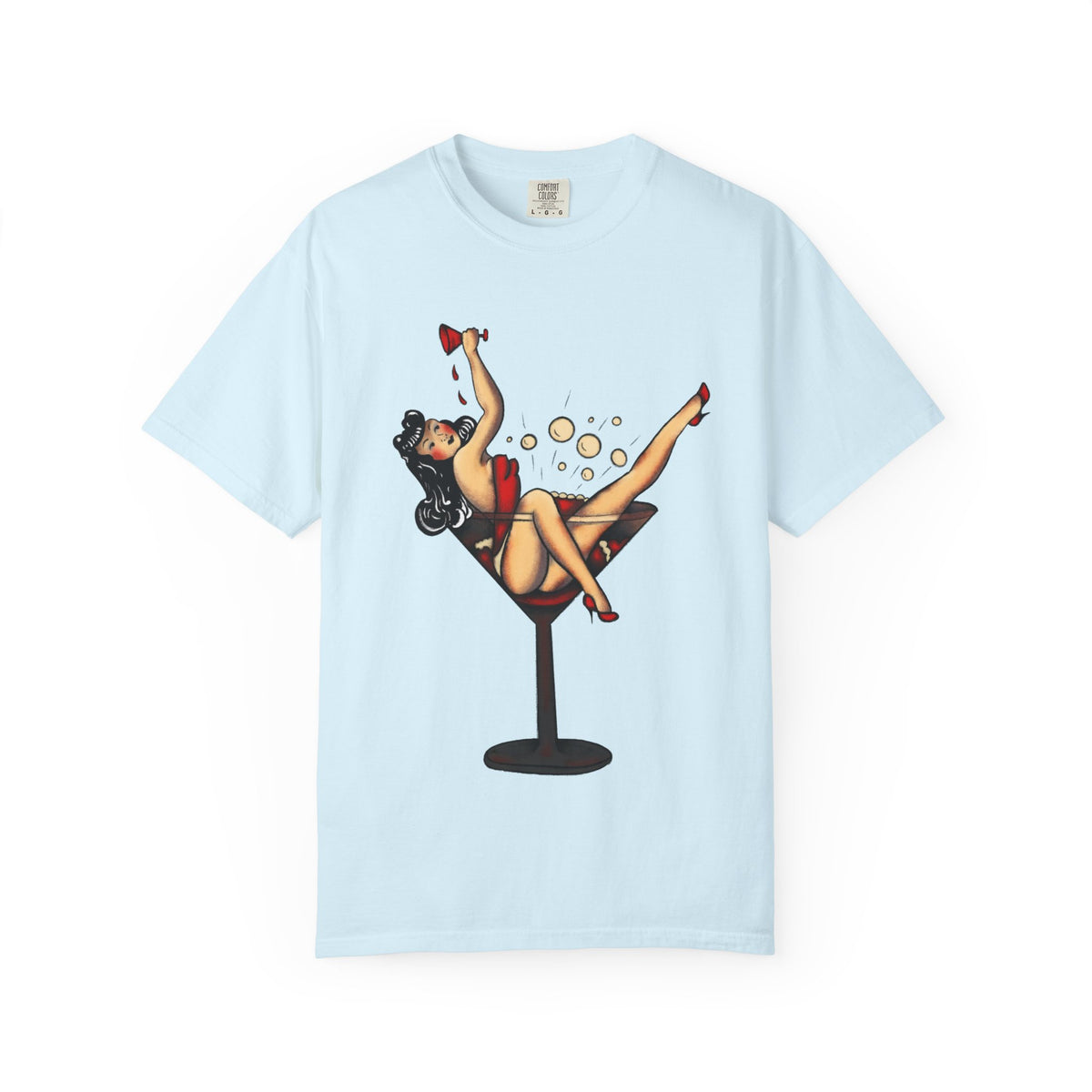 Pinup Girl Martini T-shirt | Retro Cocktail Pinup Art
