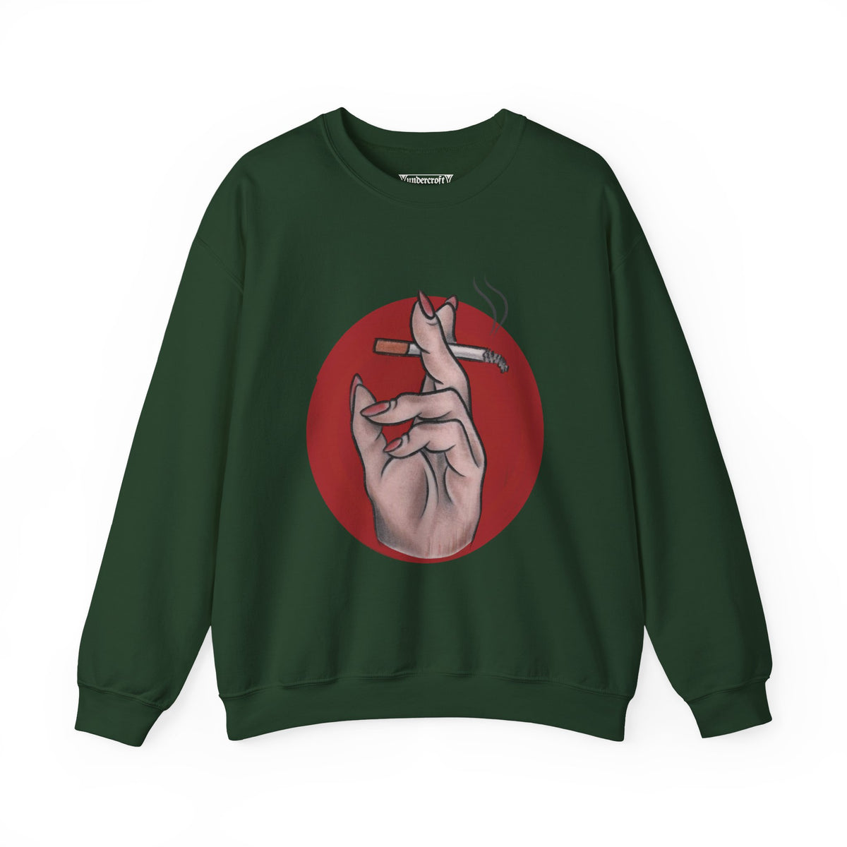 Hand Holding Cigarette Illustration Sweatshirt | Smoking Art Crewneck
