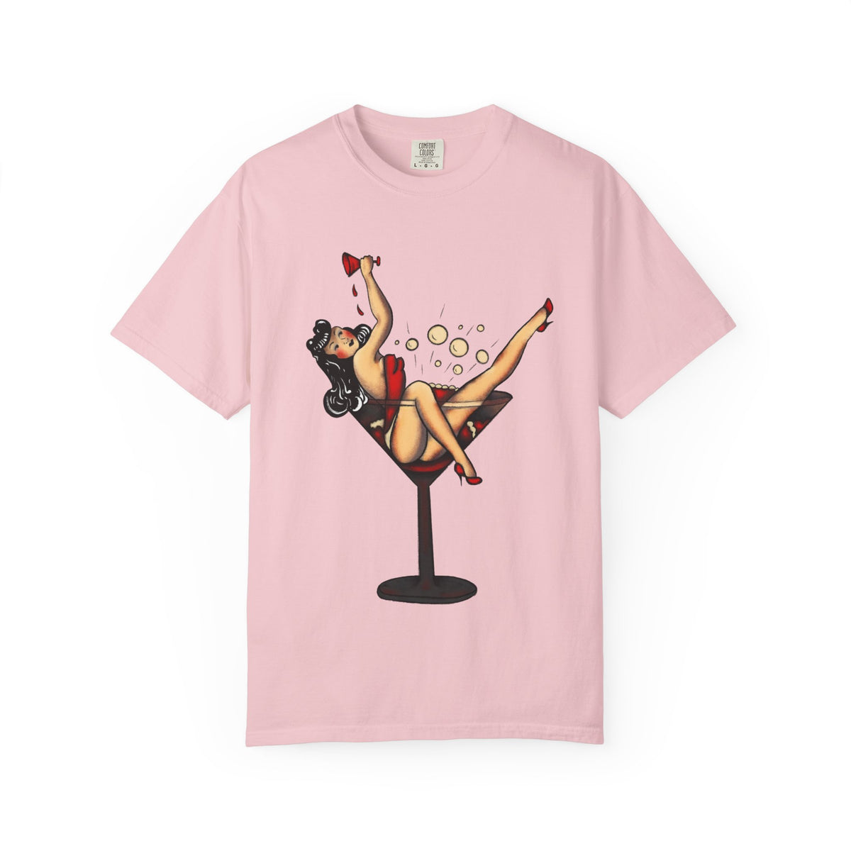 Pinup Girl Martini T-shirt | Retro Cocktail Pinup Art