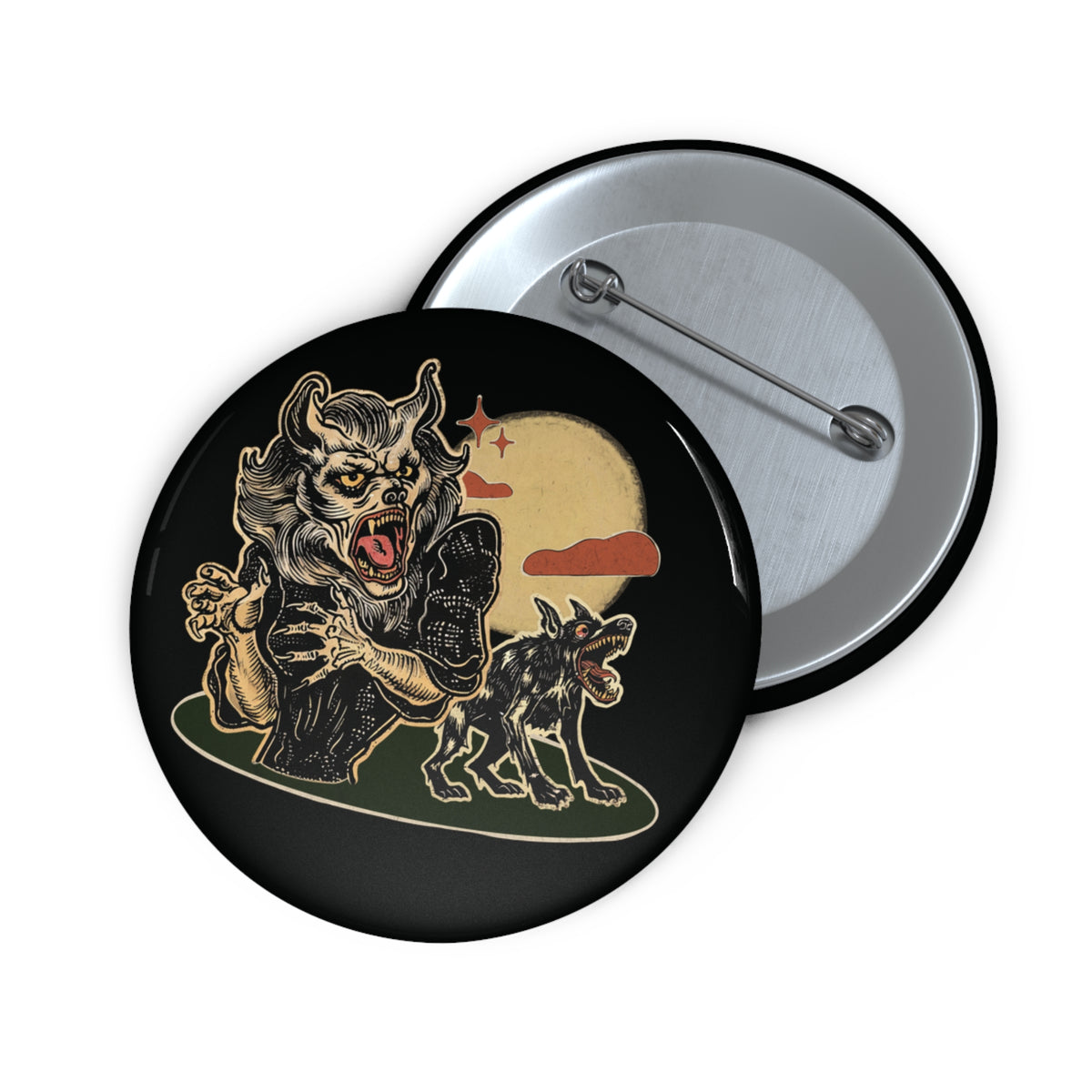 Howling Werewolf Pin Buttons | Horror Style Badge