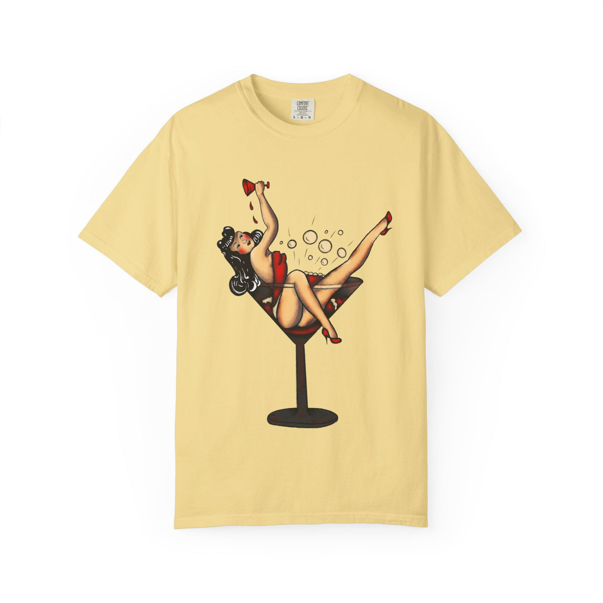 Pinup Girl Martini T-shirt | Retro Cocktail Pinup Art
