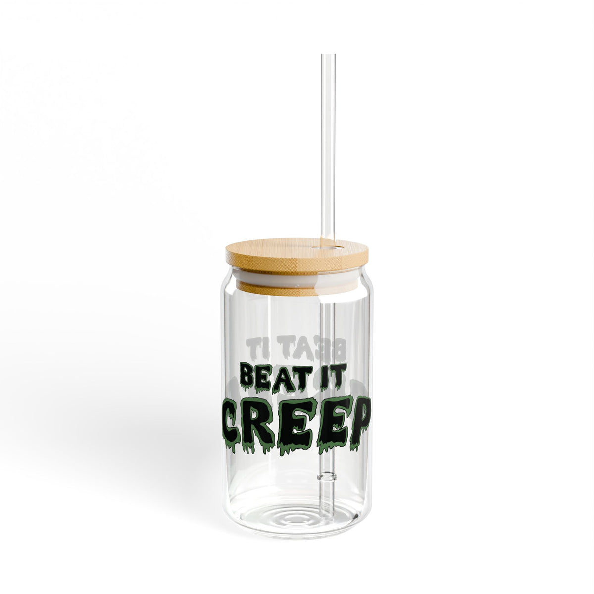 Beat It Creep Sipper Glass | 16oz Clear Tumbler with Straw